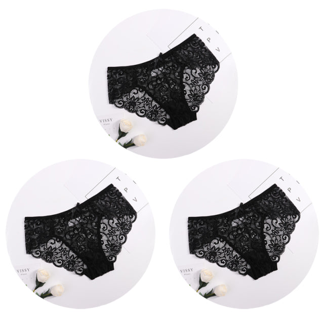 Black Bow Women's 5-Pack High Waist Soft Lace Modal Brief Underwear | E23